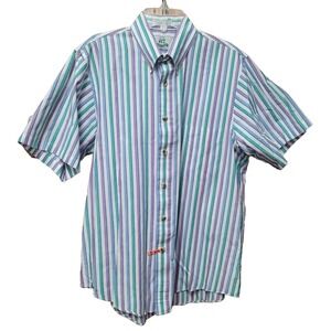 VTG 417‎ by Van Heusen Men M Dress Shirt Stripe Office Business Casual  Preppy